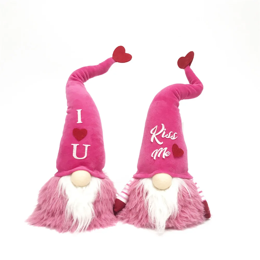 Розовый I Love You And Kiss Me гномы украшение нос загорается День Святого Валентина сюрпризы подарки с сердцем