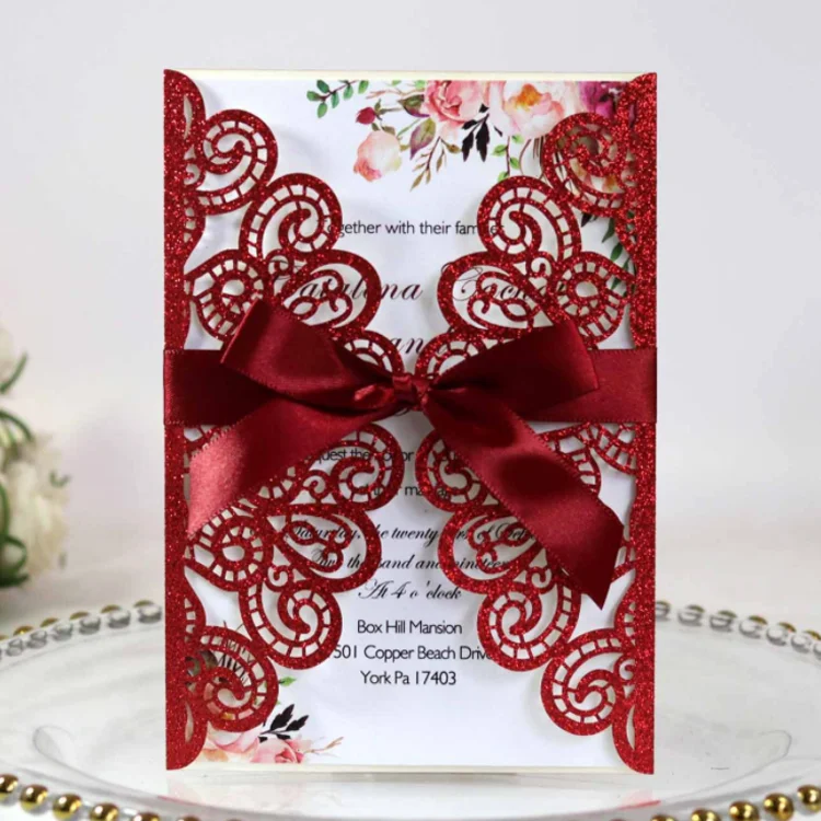 Custom glitter thank your card Muslim wedding festival gift greeting invitation card