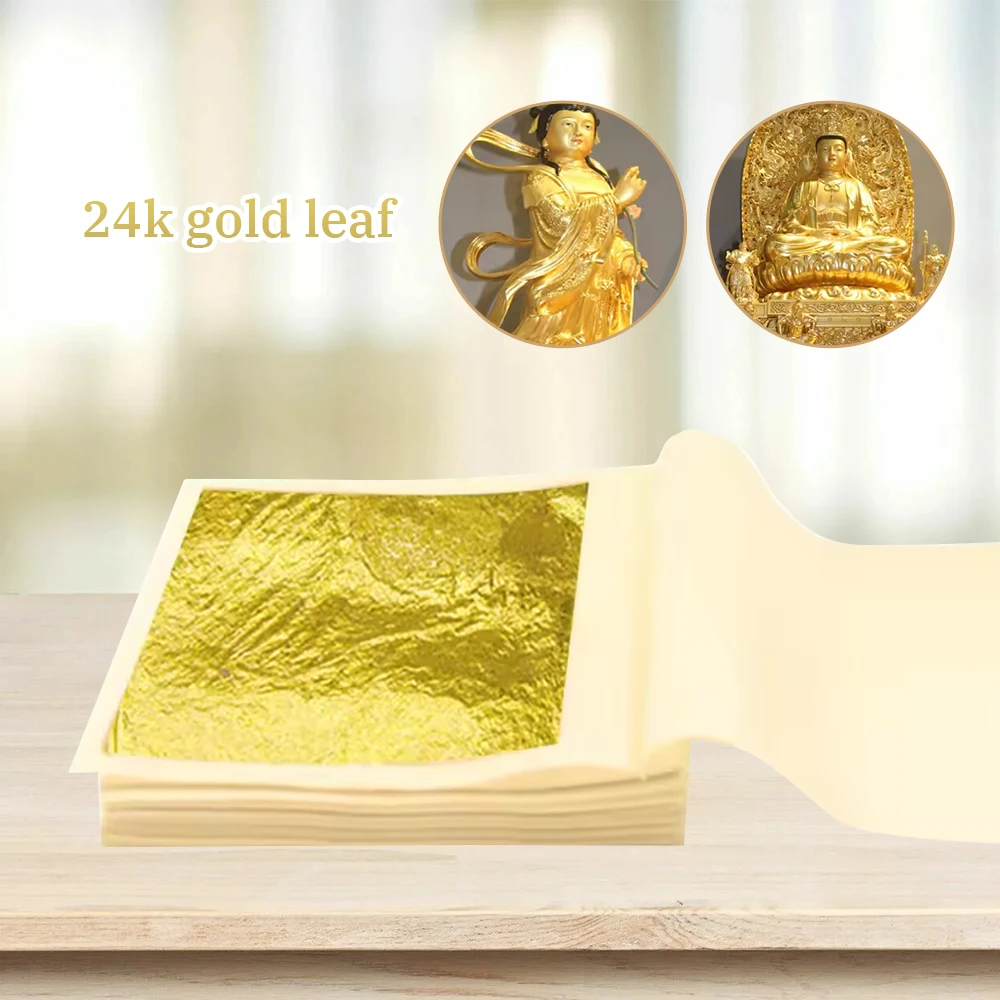 Best Selling High Quality 24K Real Gold Sheet Leaf 24 karat Genuine Gold Leaf  Foil For Art Home Furniture Decoration