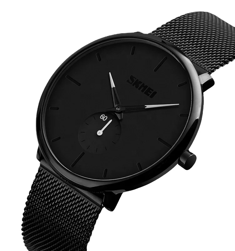 hot sell black mens quartz watch nice Mesh Strap 30M Waterproof analog display Simple Casual reloj watch