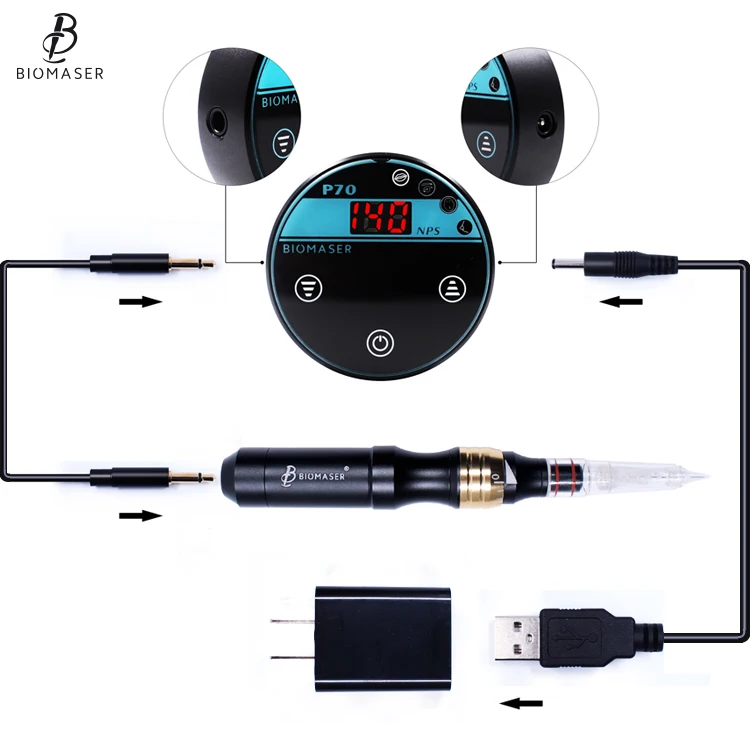 
Professional Qualified Biomaser Portable Permanent Makeup Machine P70 Eyebrow Tattoo Machine Microshading 