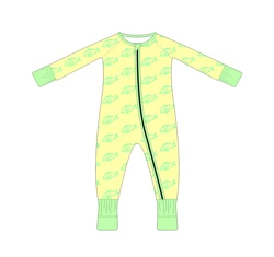 New Design Fish prints bamboo zipper 95% bamboo viscose 5% spandex romper