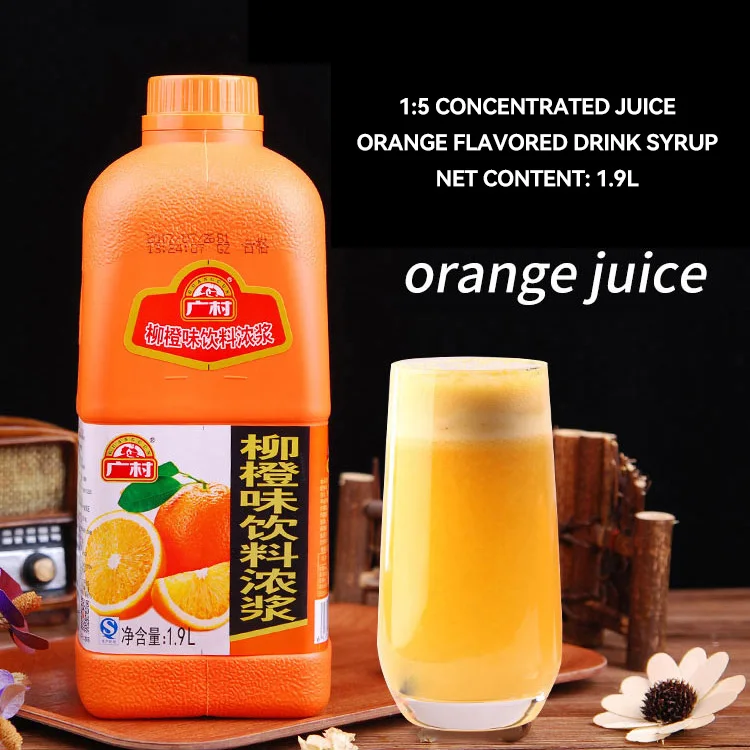 Hot sale 1.9L concentrated orange juice pearl milk tea ingredients flavored juice drink