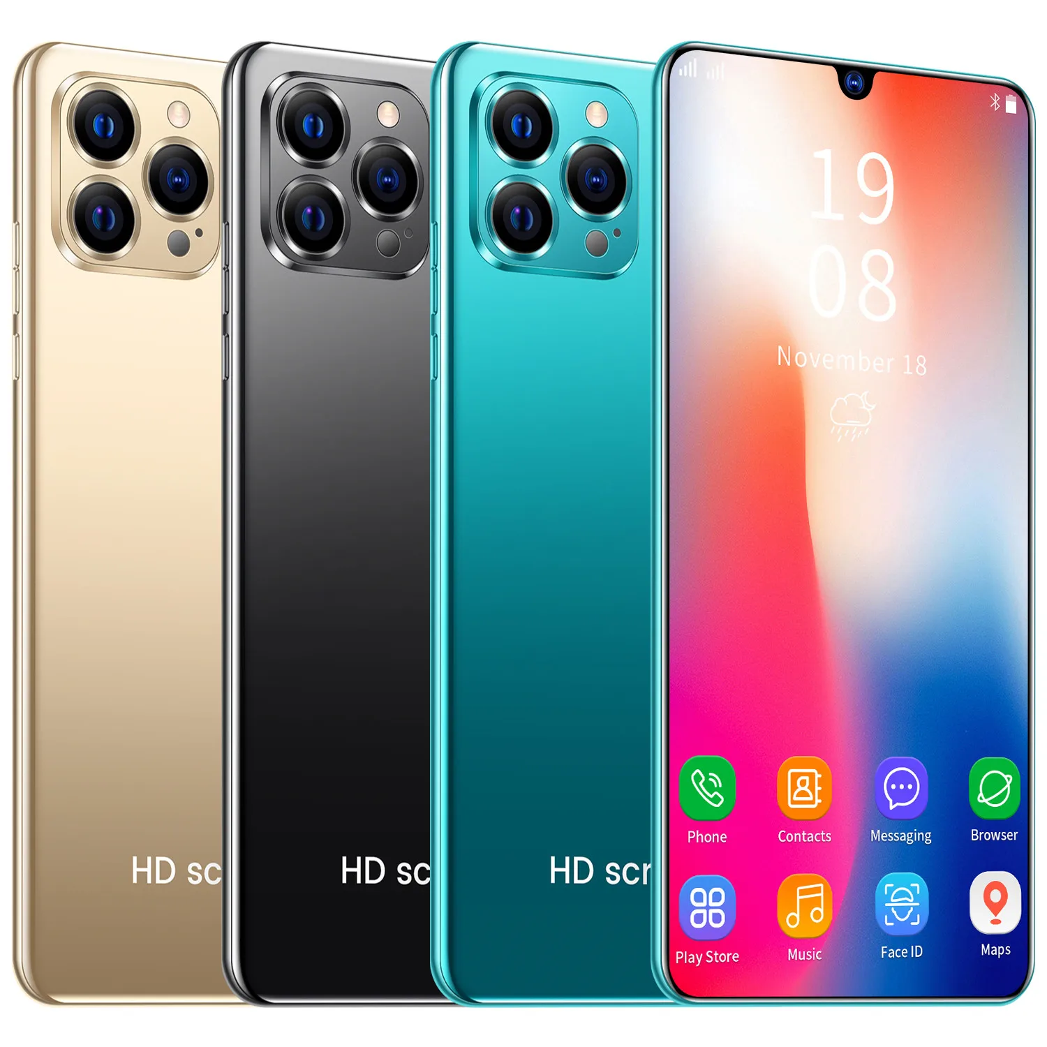 Ip12 pro Разблокировать 6 5-дюймовый 5g мобильный телефон с функцией 12 + 512 ГБ MTK6799 Android смартфон 48-24mp 5200 мА/ч Два карты Face