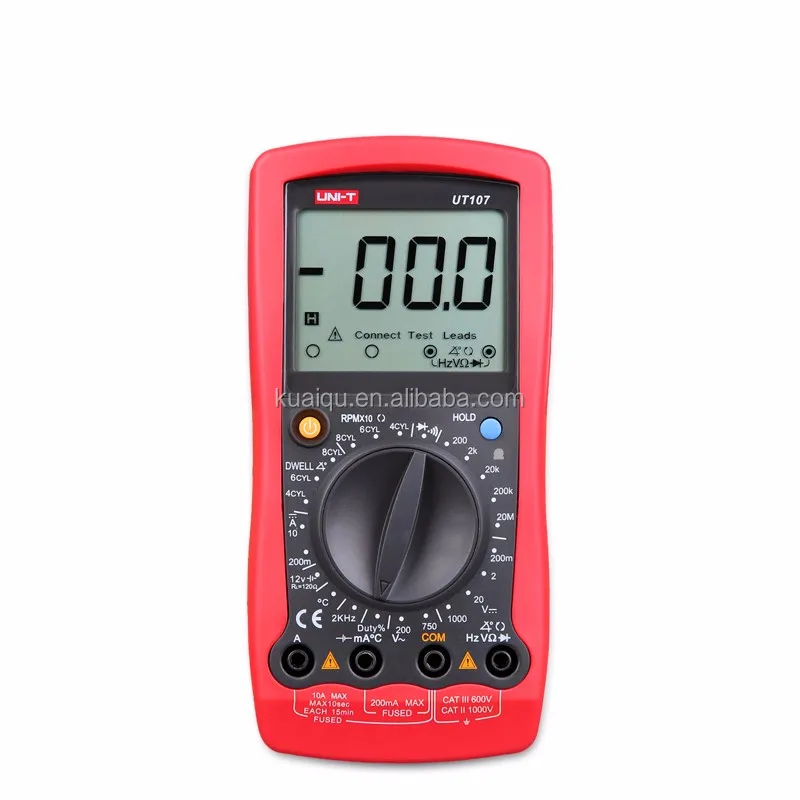 UNI-T UT107 LCD Автомобильные многоцелевые тестеры переменного / постоянного тока Мультиметры температуры напряжения Портативный