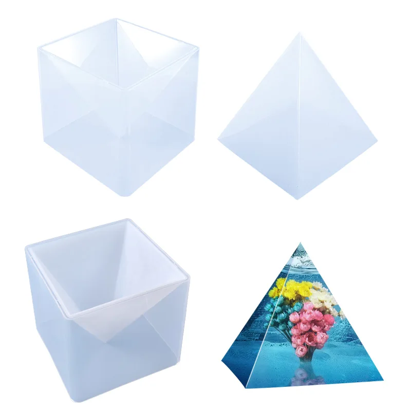 High Quality Large Pyramid Round Cuboid Square Long Circle Crystal Epoxy Resin Biogeometry Molds Silicone Art Self  Defense 3d
