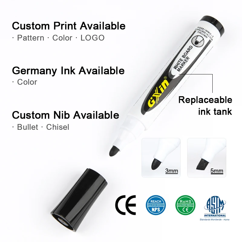 GXIN G-210A Custom Logo Nib 4 colors white board marker high quality easily erasable factory supplier whiteboard marker pen