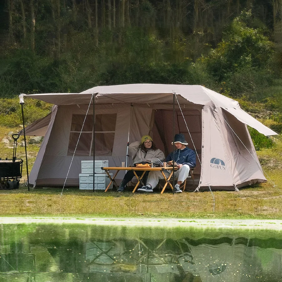 GOFUNOutdoor Кемпинг с двумя спальнями семейная палатка Открытый водонепроницаемый большой автоматический павильон