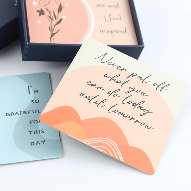 Custom RTS Dropshipping Positive Affirmation Cards Deck of Affirmation Cards Deck 90 by 90 mm by 40 Cards Each Box Wholesales
