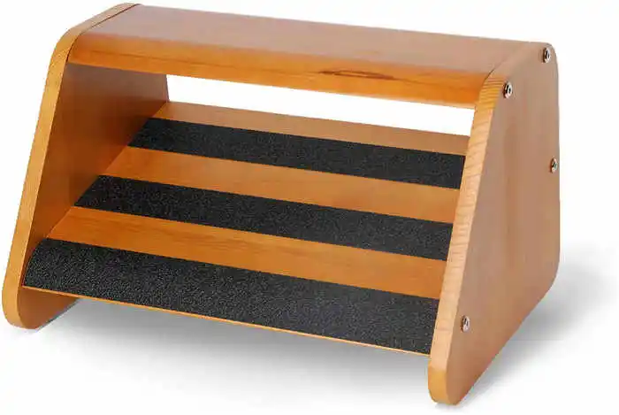 Factory Wood Double Step Foot Rest Under Desk Footrest with Non Slip Surface foot stool