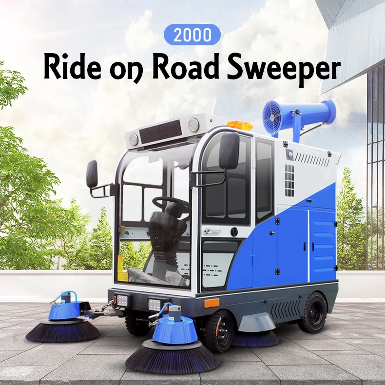 Industrial Floor Sweeper Street Road Cleaner Driving On Cleaning Machine Floor Sweeper