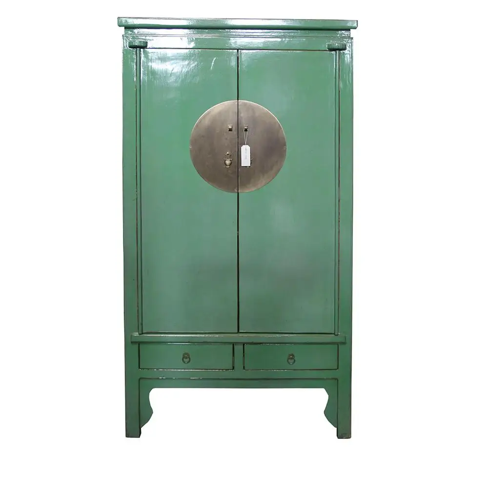 Restoration style furniture shinny lacquered solid wood wardrobe armoire