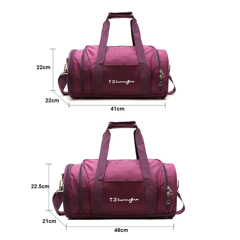 Lastest trendy big duffle travel bag for men weekend black and purple gym sports shoe bags