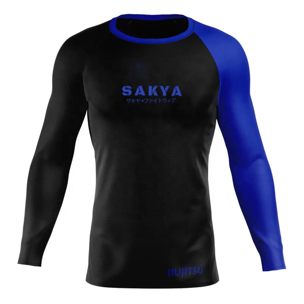 Оптовая продажа высококачественных рубашек для плавания Jiu Jitsu с логотипом на заказ длинным рукавом мужчин Bjj Rashguard спортивная