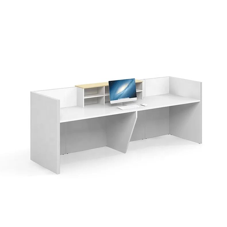 cheap factory office furniture simple design white wood modern reception desk