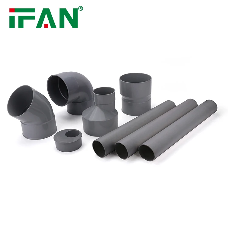 IFANPlus Factory Manufacturer DIN Light Grey Round Pipe Fittings Coupling Pipe Fittings For Drainage PVC-U Fittings 32-125MM