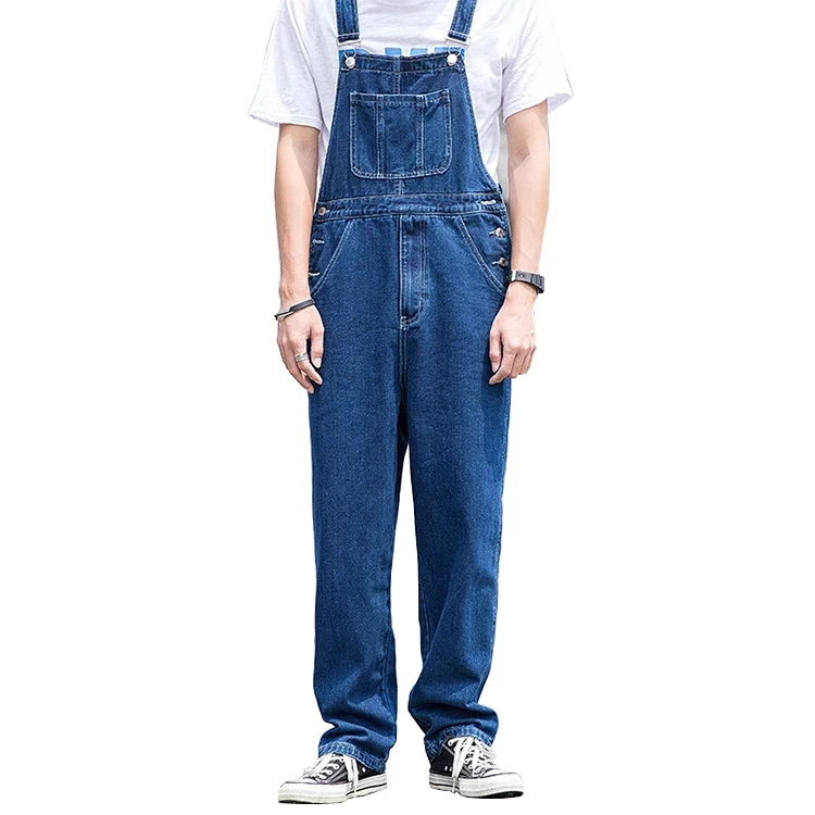 Casual Hip Hop Denim Jumpsuit Casual Loose Trousers High Street Baggy Jeans Overalls for Men