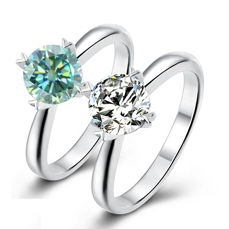 Дропшиппинг кольцо из моиссанского камня с четырьмя когтями 1 карат Любовное серебро 925 пробы ювелирные изделия моиссанит бриллианты женские обручальные
