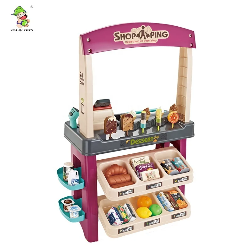 Factory wholesale  ice cream food 55pcs set children role play toys supermarket play house toy