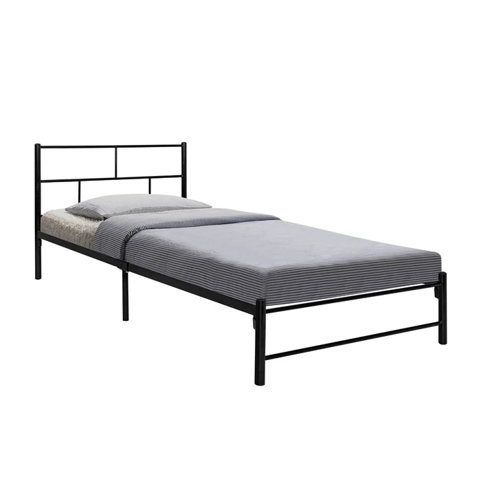 Hot Sale Single Black Basic Steel Slats Platform Easy Assembly Heavy Duty Bedframes Metal Bed Frame