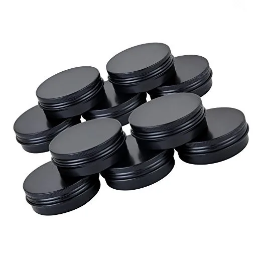 Black Matte Aluminum Jar 15ML 20ML 25ML Round Empty Matte Black Aluminum Tin Cans