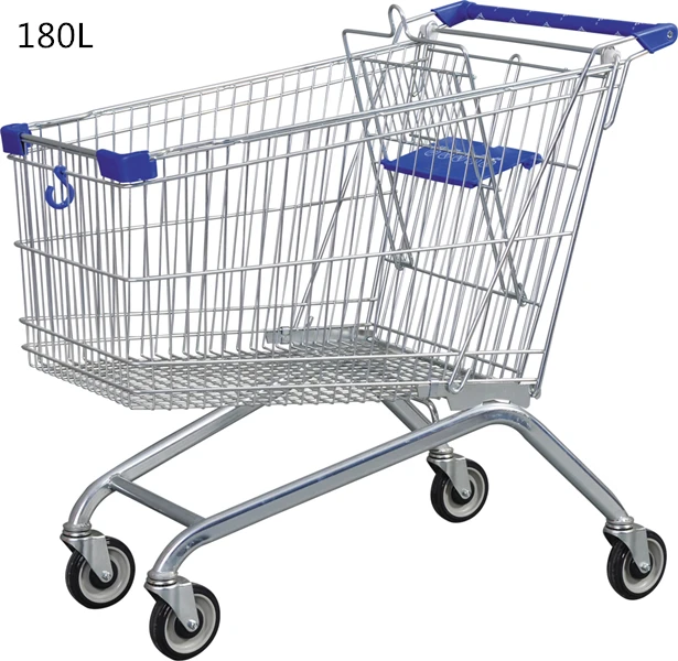 Custom Volume Metal Mesh Supermarket Shopping Trolley Carts