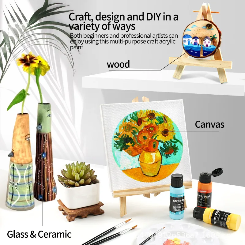 Bview Art Hot Selling 60 ml Bottles Professional Acrylic Paint Set No Toxic Fast Drying Kid 12 Color Acrylic Paint Set