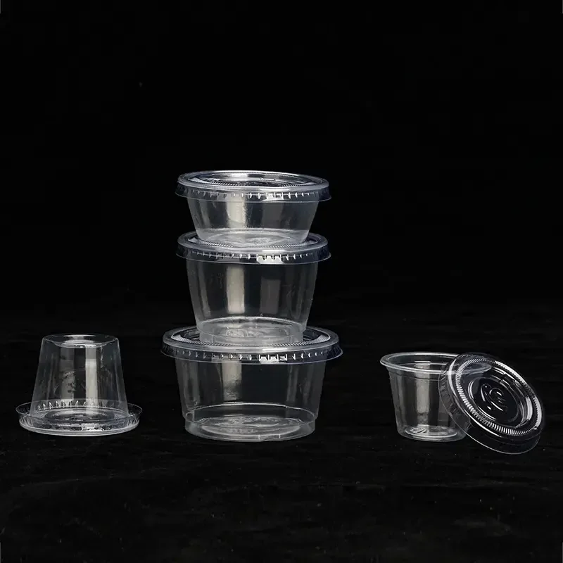 Custom Food Sauce Container Salad Dressing PP Plastic Disposable Clear Cups Restaurant
