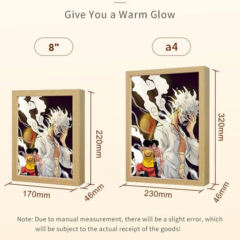 Anime Luffy Manga Design Photo Frame Giant Home Decoration with Art Deco Style Movable and Functional for Lighting