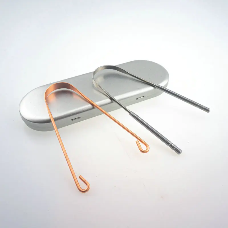 
Hot Selling Zero Waste Premium Hygienic Non-synthetic Grip Stainless Steel Tongue Cleaner Scraper 
