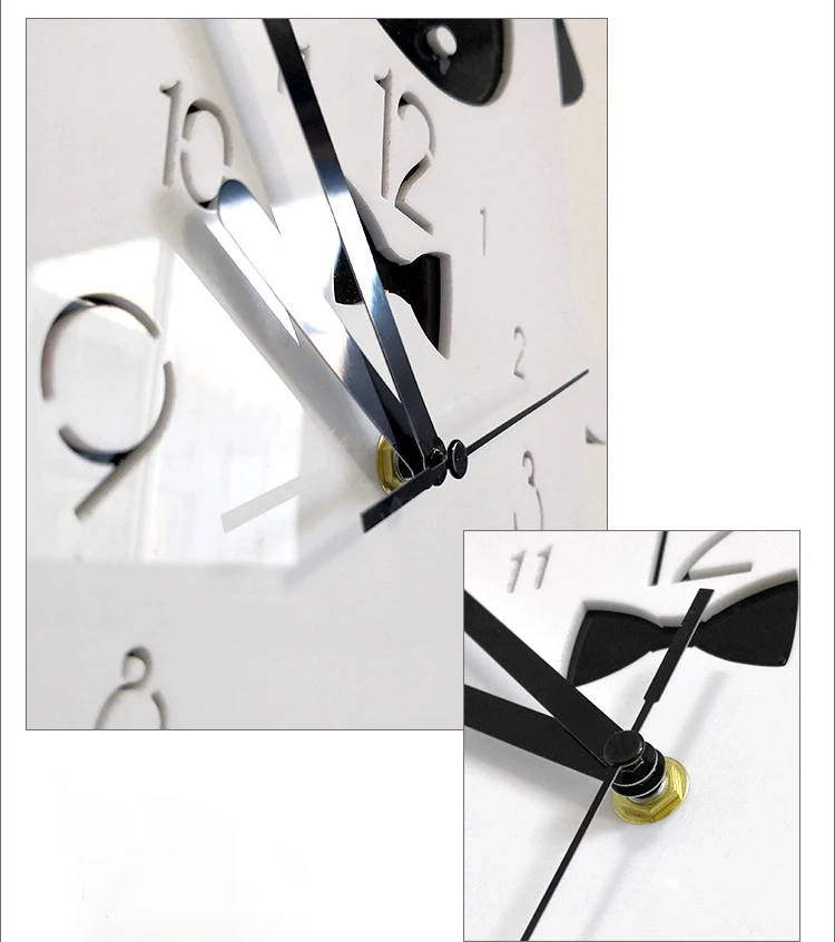 acrylic modern pendulum cartoon wall clock pictures 12 inch home decoration silent cute animal cow bed room hanging watch