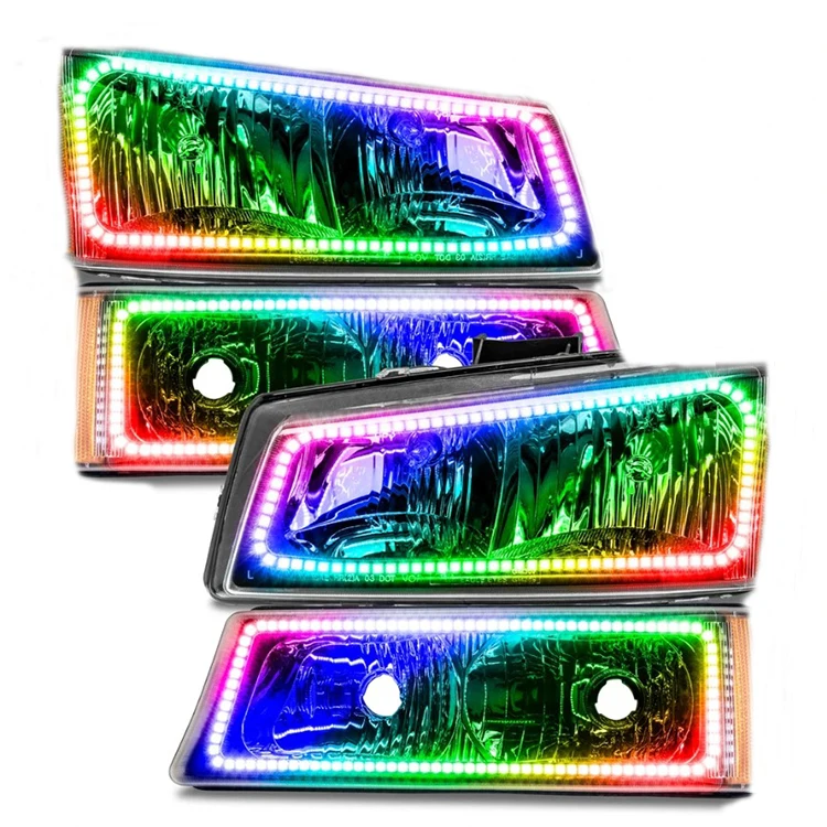 
New Led halo headlight kit car retrofit LED halo ring sequential angel eyes for 03-06 chevrolet silverado 