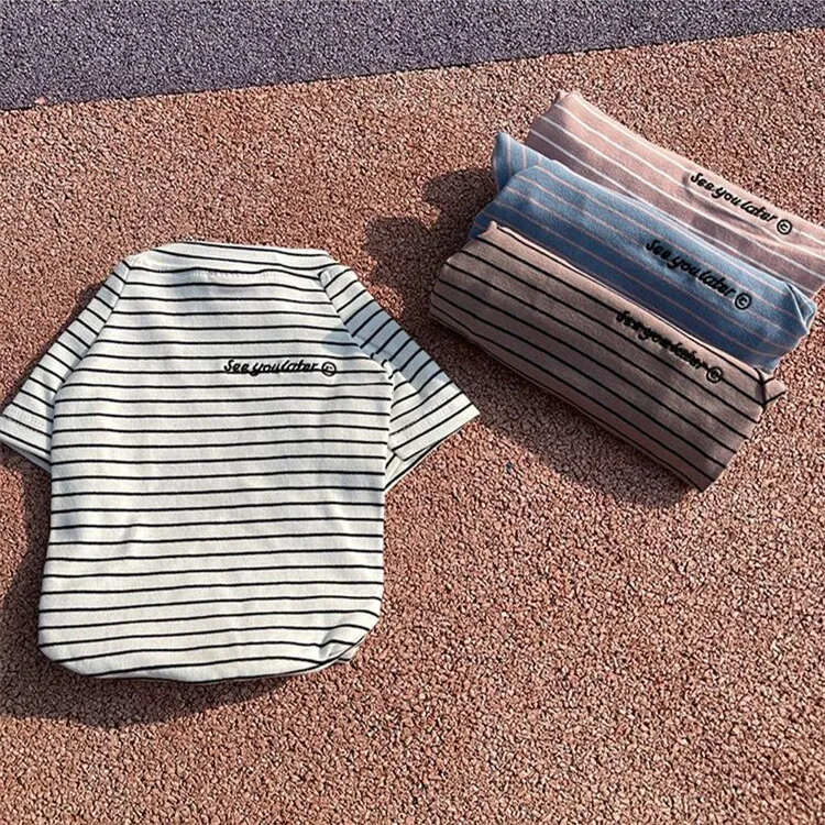 Best selling pet parent-child clothing summer striped cotton pet clothing cat and dog clothes