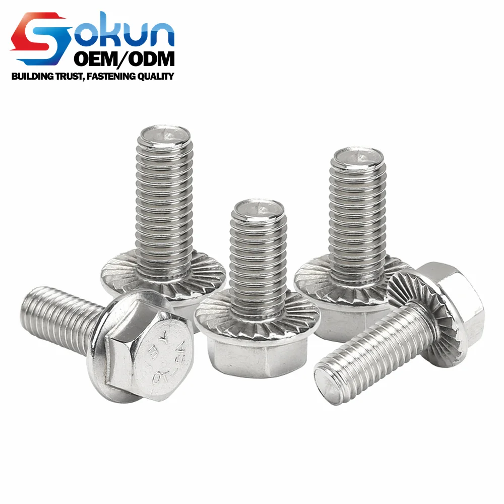 DIN 6921 Flange Bolts M10 Size Long-lasting Durability Salt-Spray Tested Carbon Copper Material Hex Square ASTM T-Bolt M3 M4
