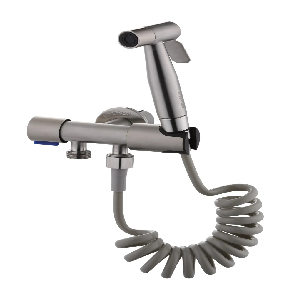 
Amazon Hot Sale Portable 304 Stainless Steel Handheld Shattaf Kit Toilet Bidet pressure Sprayer 
