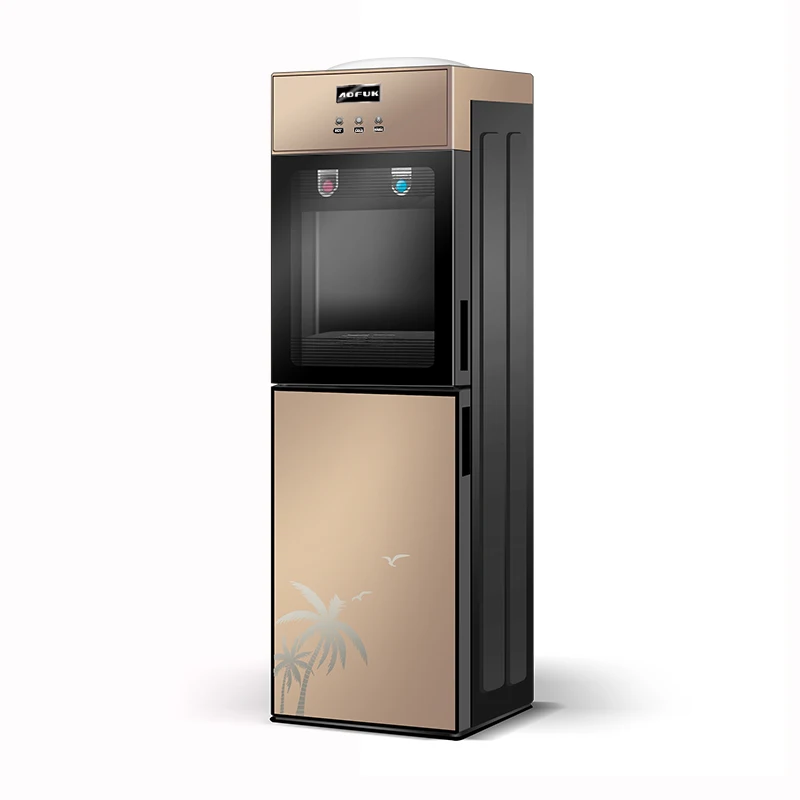 New fashion gold color glass door hot cold water top loading drink dispensers steel