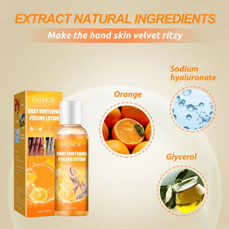 Eelhoe Black Skin Whitening Orange Body Peeling Lotion Organic Skin Care Whitening Peel off Lotion