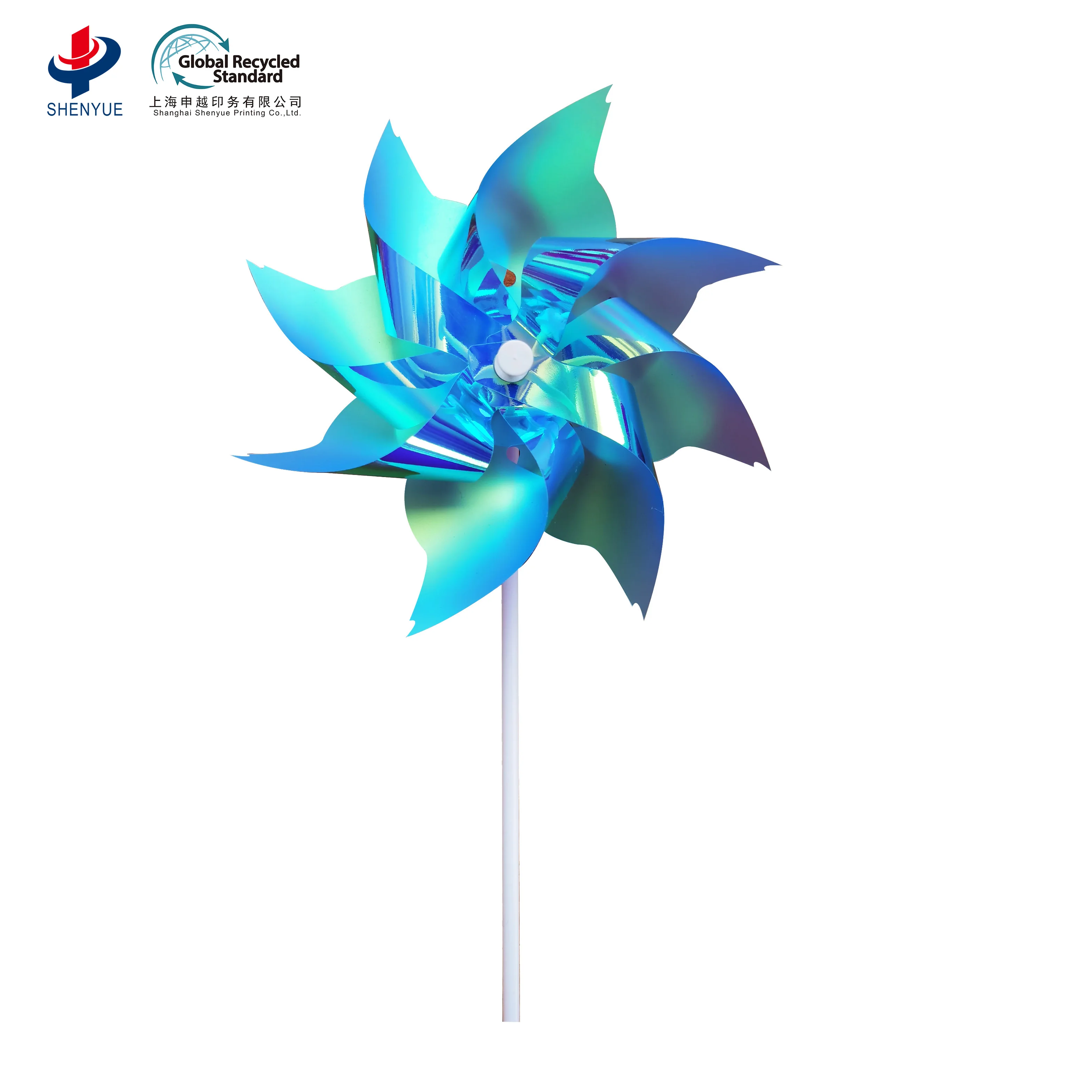 High quality multi-shapes fun spinning windmill toy sparkly PET material carton box package pinwheel