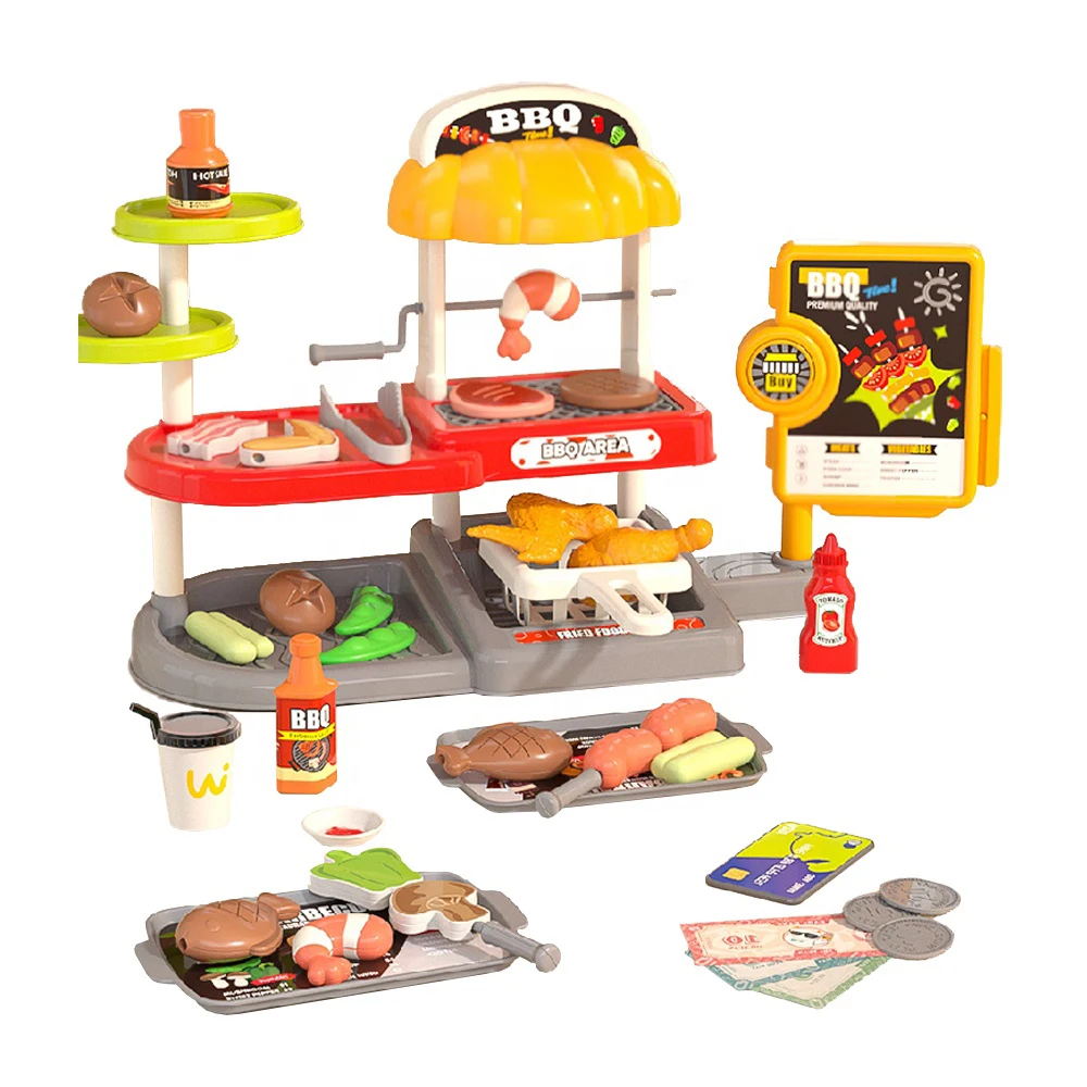 SL Kids Kitchen Set Toys Pretend Play Preschool Kitchen Barbecue Food Simulation Cooking Play Toys Girls Play House Toys