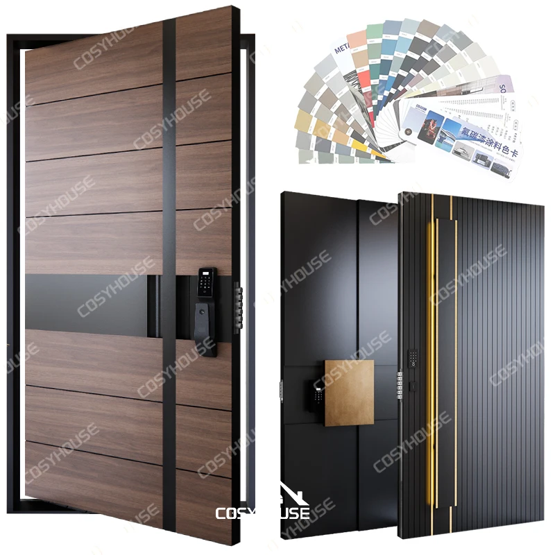 China top supplier modern villa pivot front entry main door external entrance wooden doors for houses security exterior doors