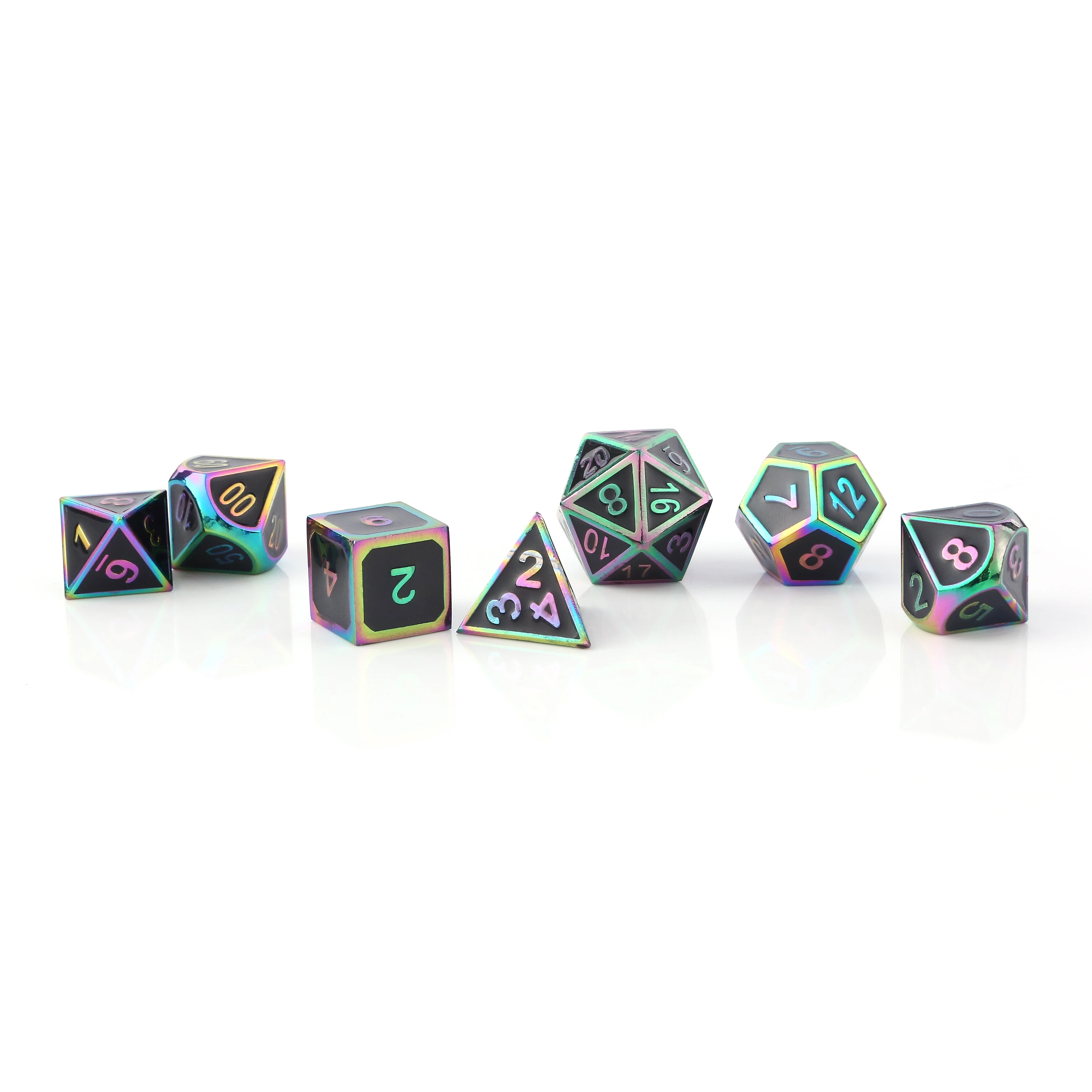 Custom Beautiful Colored Engraved logo metal dice set
