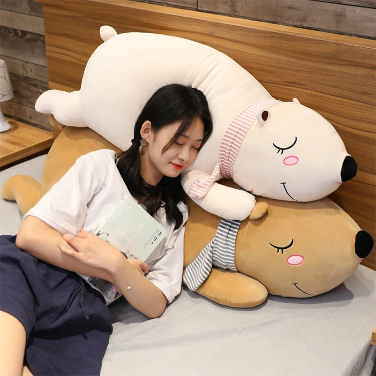 65/90/105/125cm Sleeping Polar Bear Plush Pillow Animal Hug Me Pillow For Adult Nap