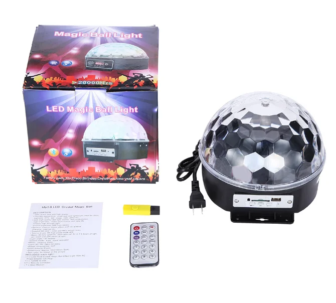 9 color Bluetooth magic ball remote control mp3 music crystal magic ball KTV seven color rotating voice control flash