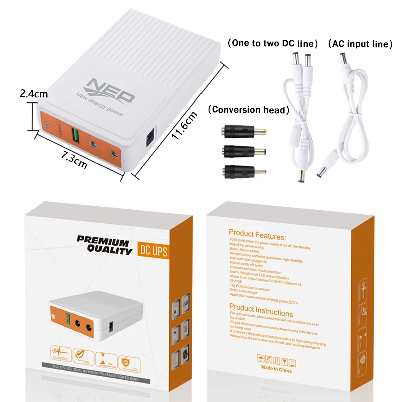 Мини DC UPS9V5V12V со встроенным аккумулятором 13400 мАч Трехфазная Молниезащита 1000Va емкость для Wi-Fi маршрутизаторов и CCTV