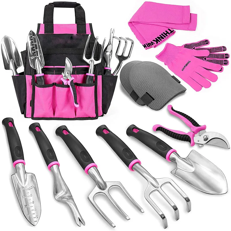 Garden Tool Set Stainless Steel 9-Piece Gardening Tools Glov-Es Scissors Home Garden Tools Shovel Rake Spade Set