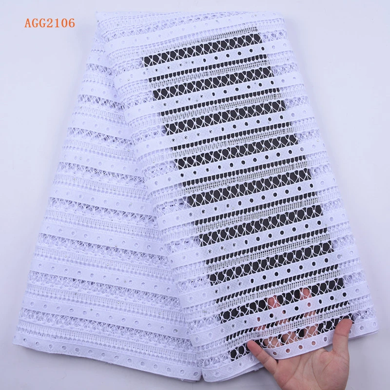 
2020 Hot New Product Cord Guipure Lace Fabric African Lace Materials White Net Lace Fabric For Wedding Dress 2106 