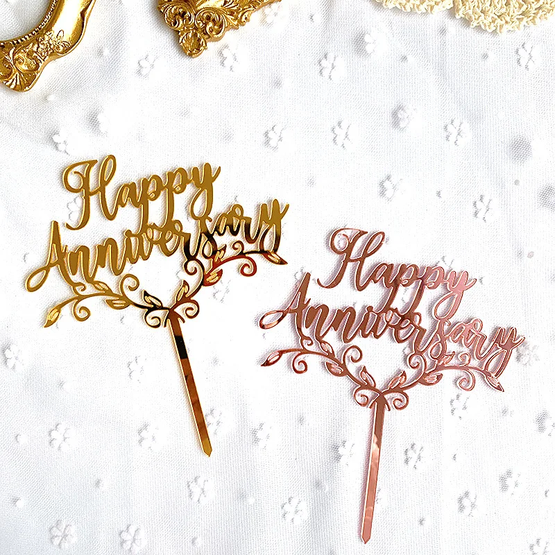Wedding Anniversary HappyAnniversary Acrylic Creative Cake Decoration Card Toppers for