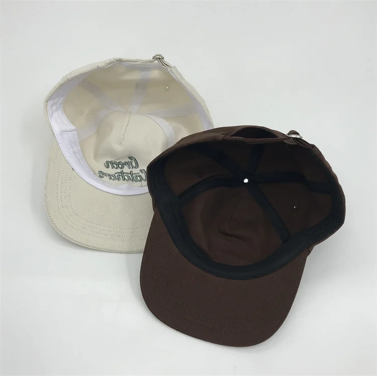 5 panel little curve brim unstructured style hats  corduroy embroidery logo dad hats canvas unstructured hats