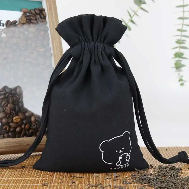 Cheap High Quality Versatile Pull String Bag Custom Recycled Black Cotton Dust Pouch Canvas Shoe Packaging Drawstring Bags