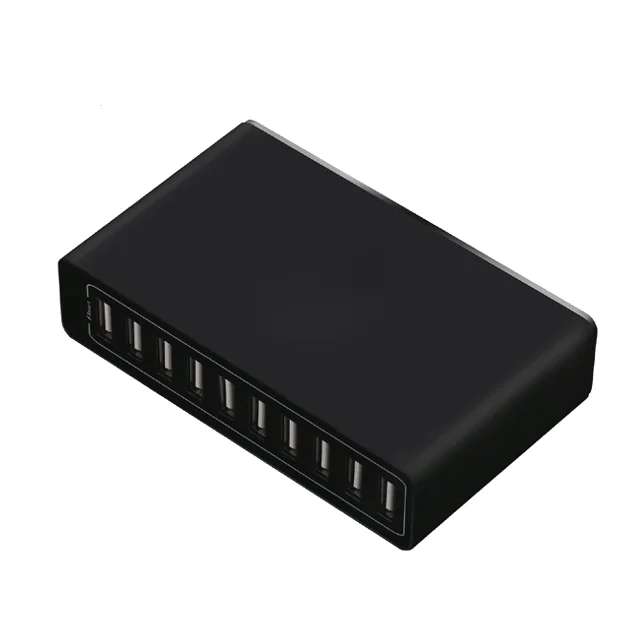 Shenzhen Factory 60W USB Charger with 10-Port Family-Sized Smart USB Ports 5V/12A for Multiple Devices Smart Phone Tablet